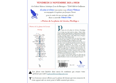 Invitation lecture dédicaces de Florilège. La plume de Léonie