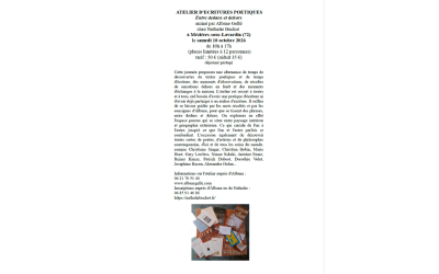 Atelier d&rsquo;écriture poétique avec Albane Gellé – 10 octobre- Lirécrire en Sarthe
